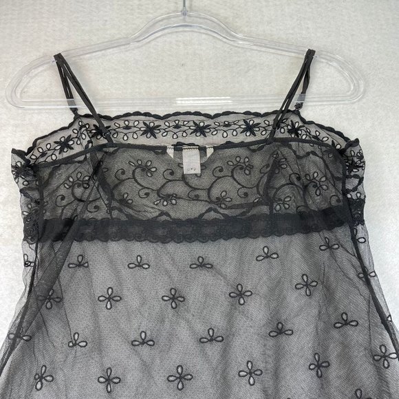 NWOT VS VICTORIAS SECRET Womens L Black Sheer Adjustable Straps Nightgown Nighty - Picture 12 of 13